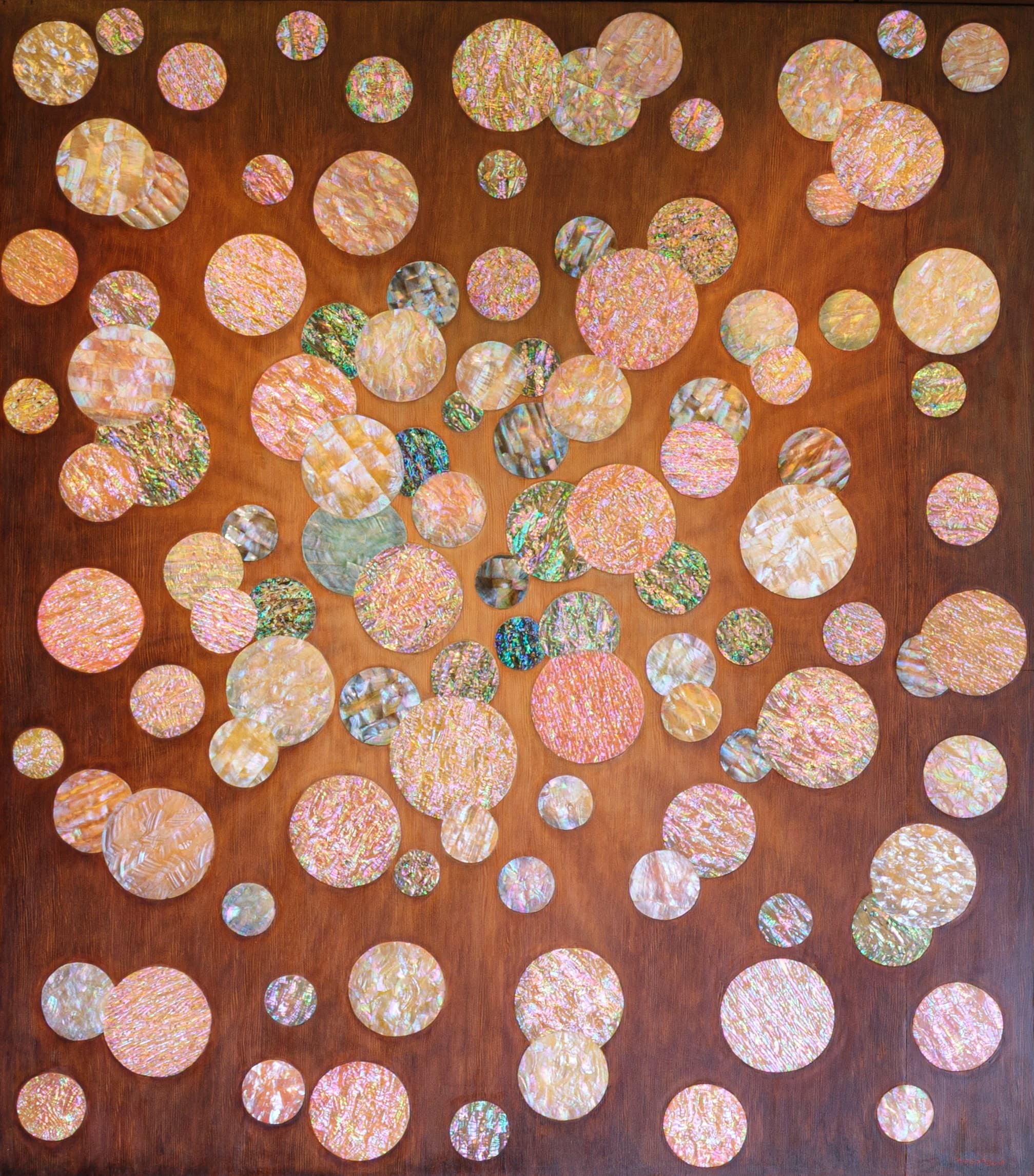 Kim Duck Yong 김덕용, 화양연화, 2025, 나무에 자개, 혼합기법, 160 x 140 cm