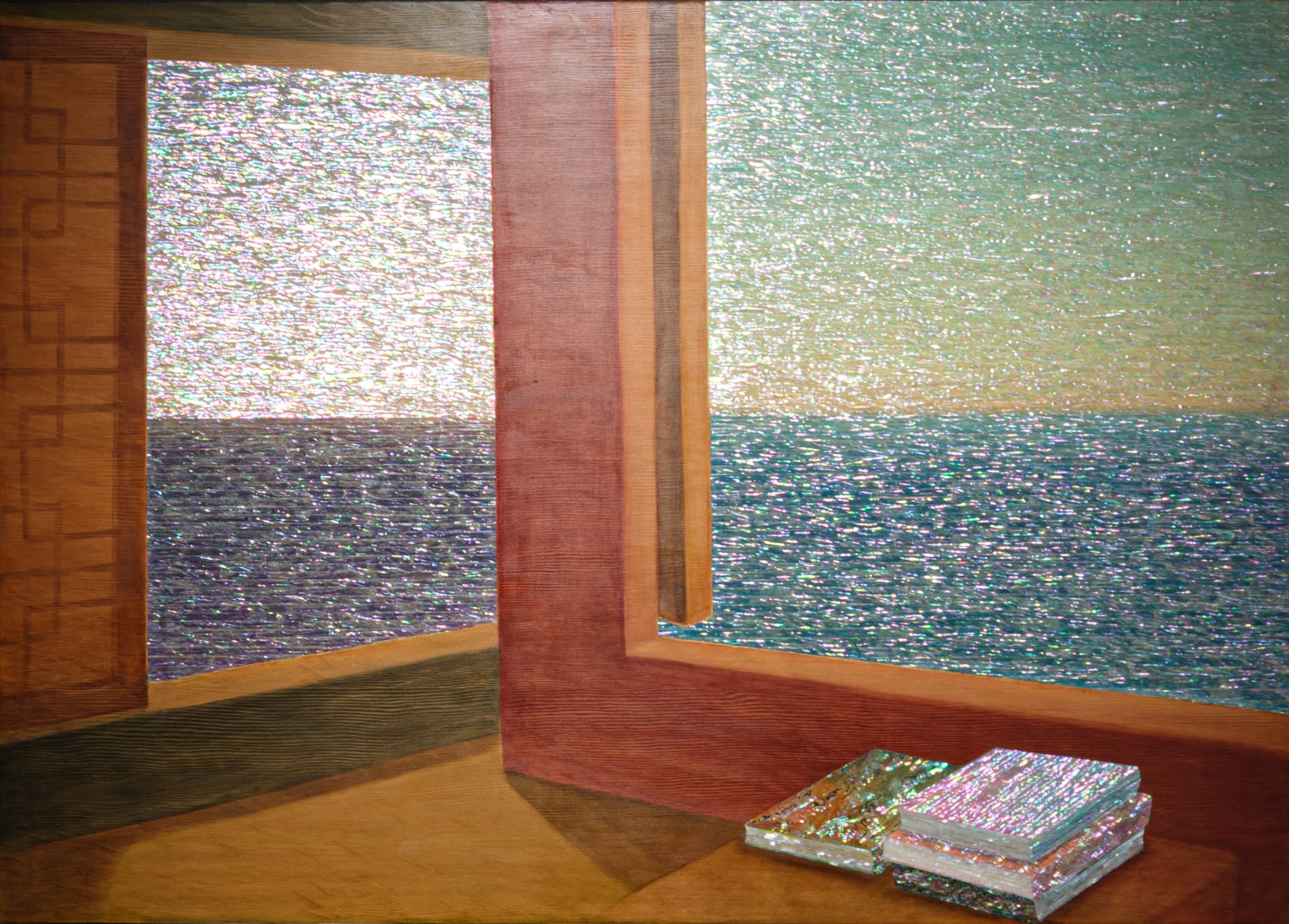 Kim Duck Yong 김덕용, 차경-시간의 공간, 2022(2025수정), 나무에 자개, 혼합기법, 110 x 130 cm