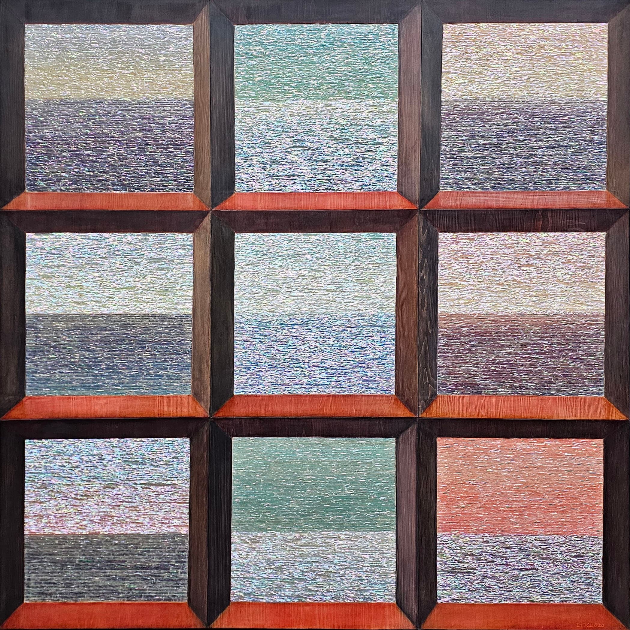 Kim Duck Yong 김덕용, 차경-관해음, 2024, 나무에 자개, 혼합기법, 150 x 150 cm