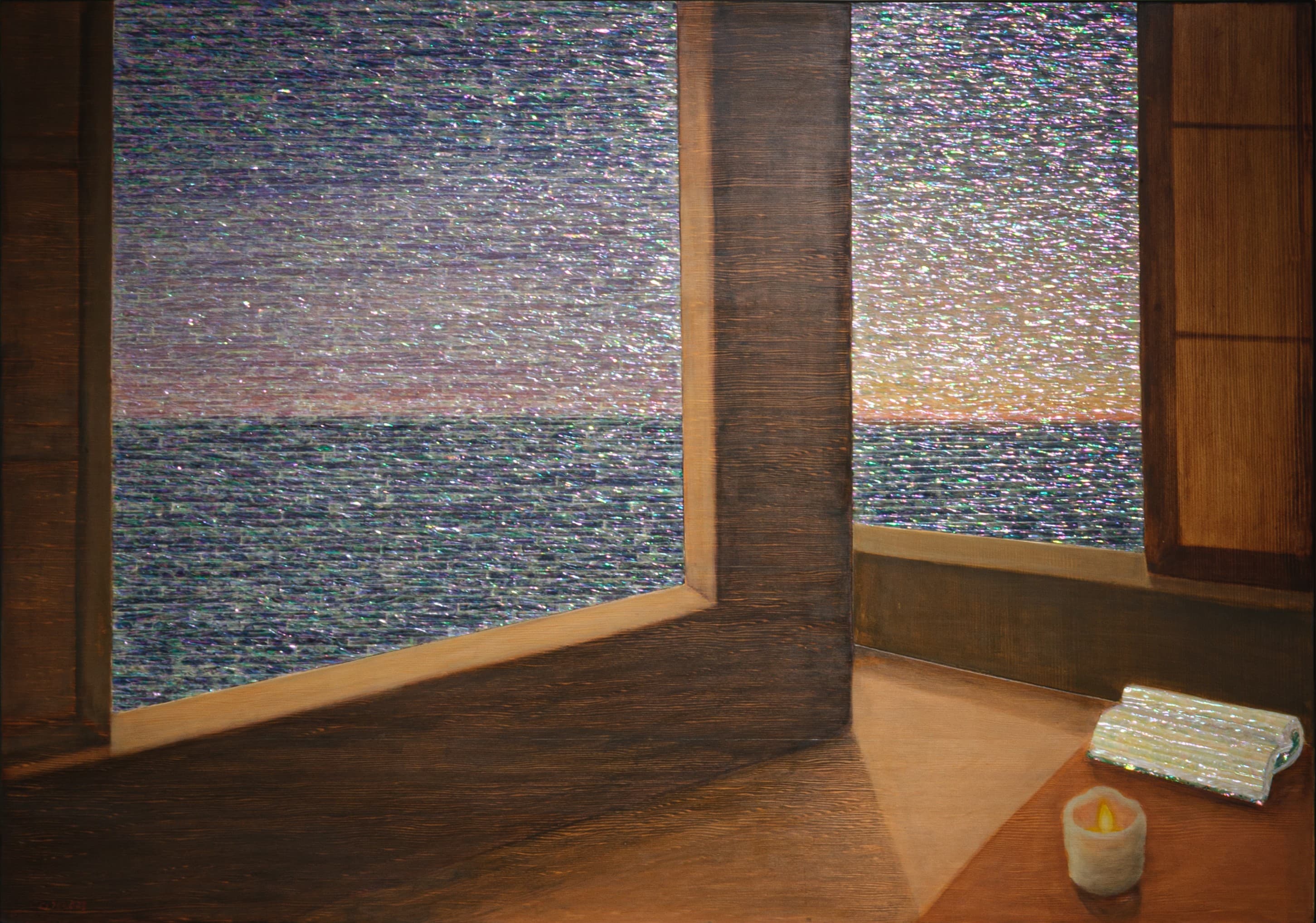 Kim Duck Yong 김덕용, 차경-시간의 공간, 2023, 나무에 자개, 혼합기법, 100 x 142 cm