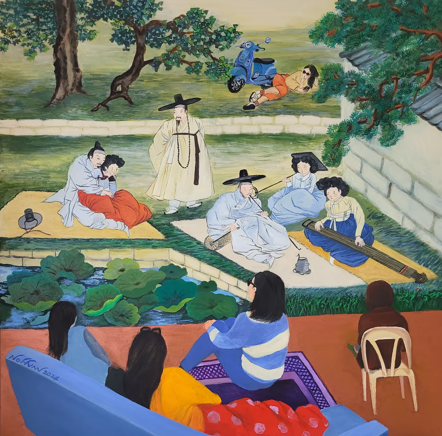 노반, 그들만의 향연, acrylic on canvas , 72.5 × 72.5 cm. 250 만원