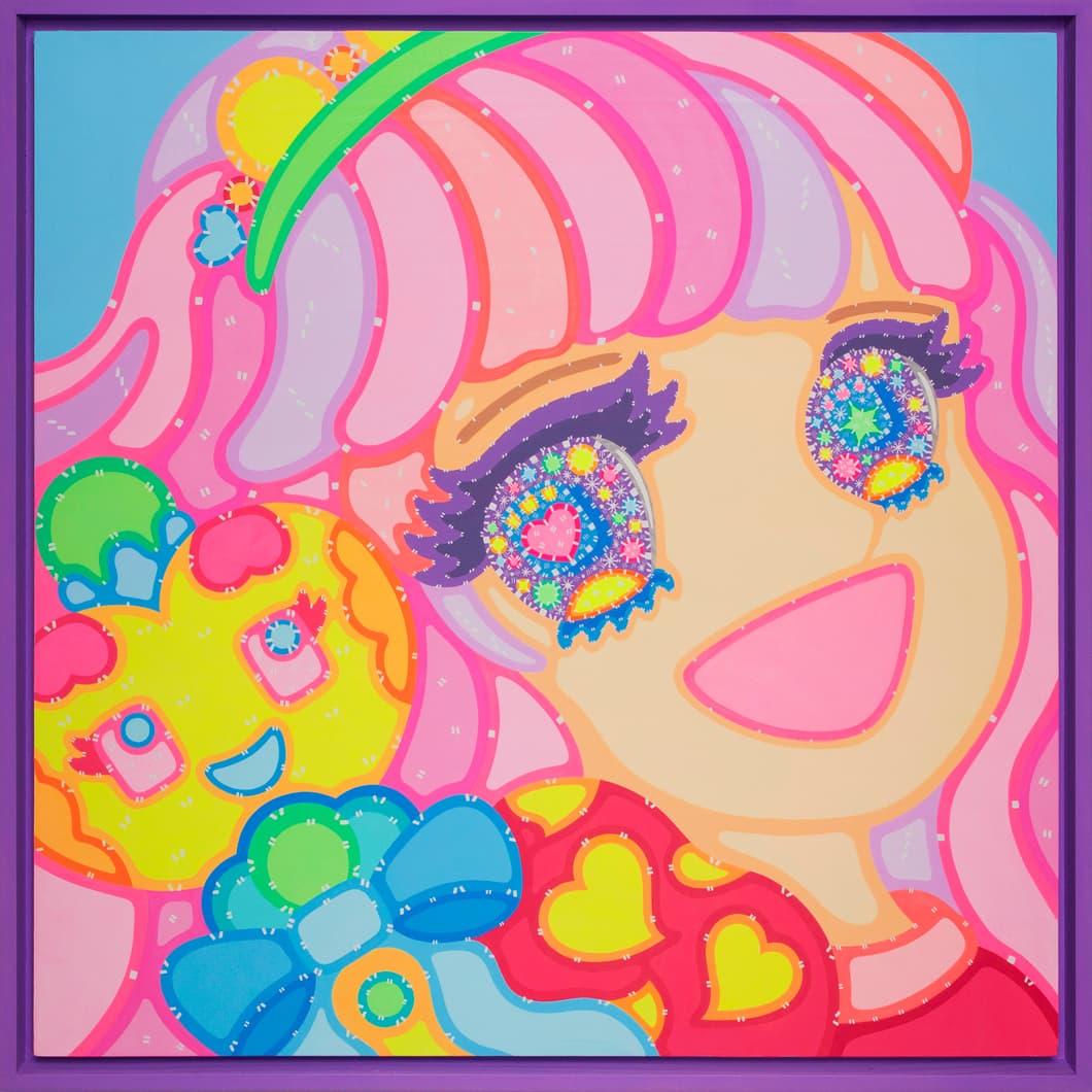 Lee Sara 이사라, Wonderland, 2024, Acrylic on wood, lavender frame, 64x64cm