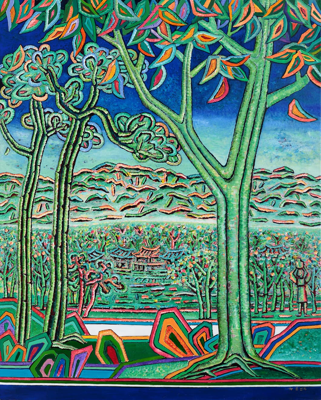 Ryu Minja 류민자, 댓골, 1995, 캔버스에 아크릴릭, 162.2x130.3cm