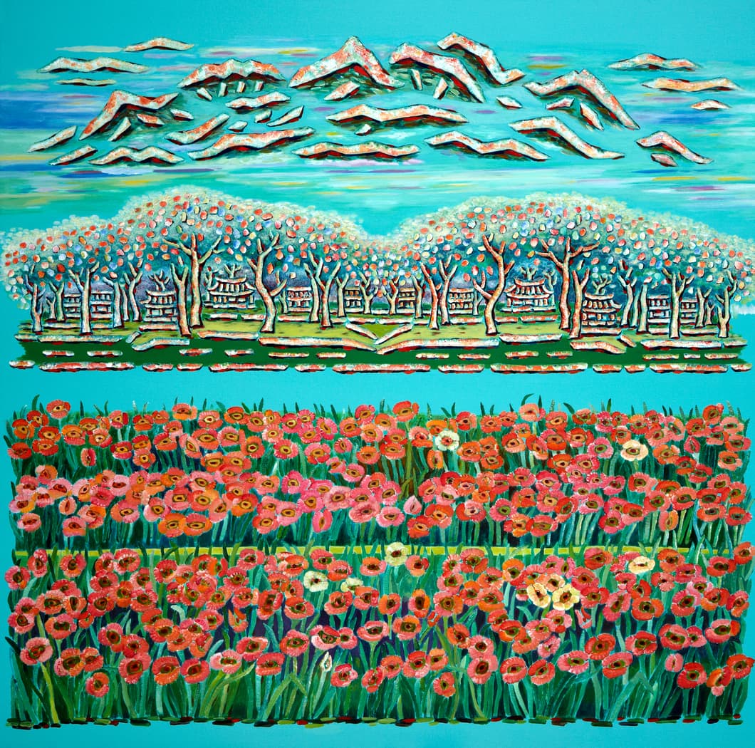 Ryu Minja 류민자, 정토, 2009-1, 캔버스에 아크릴릭, 200x200x2EA