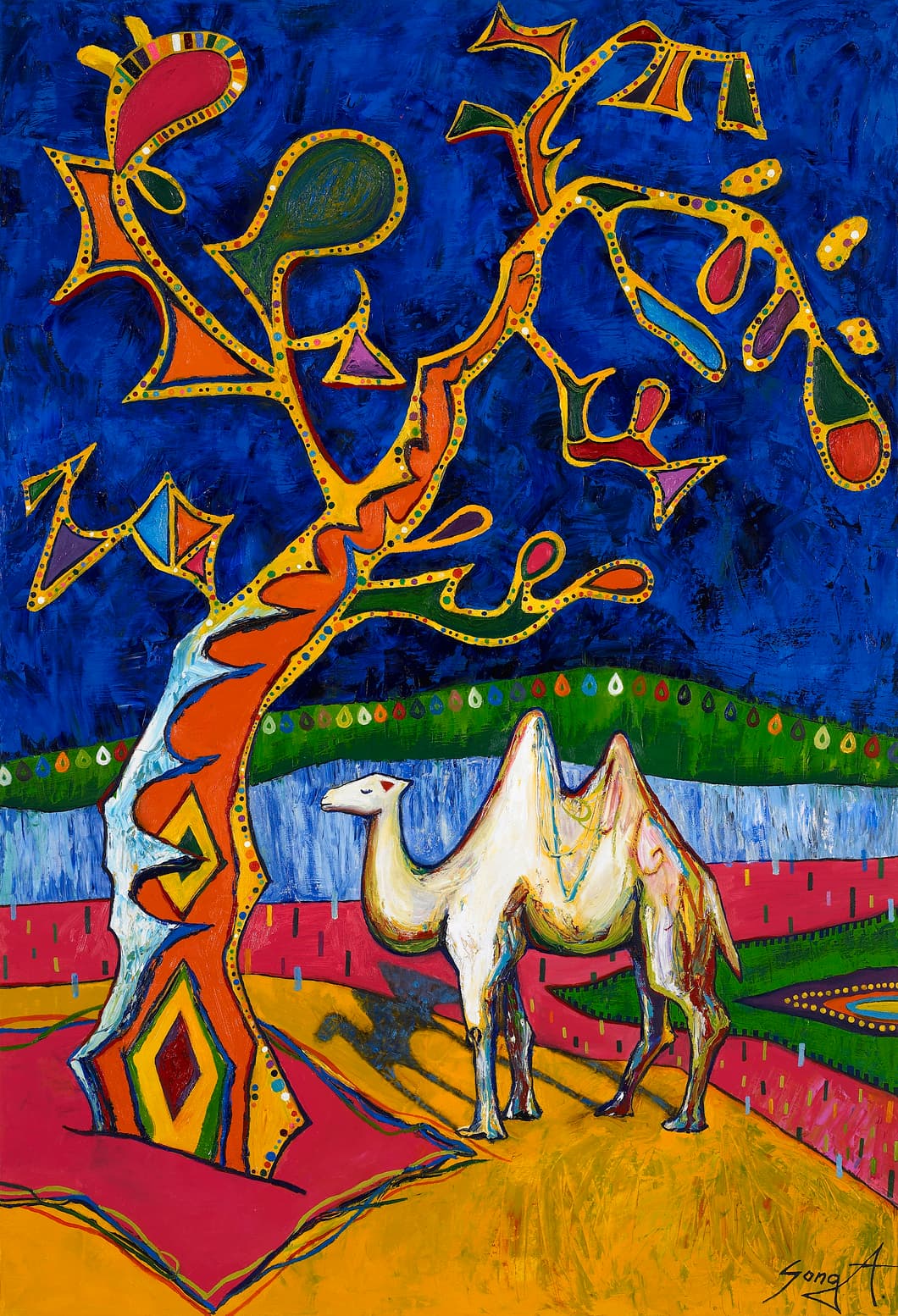 YUN SONG – A 윤송아 , Camels Fantasy, 2022, oil on canvas, 50P