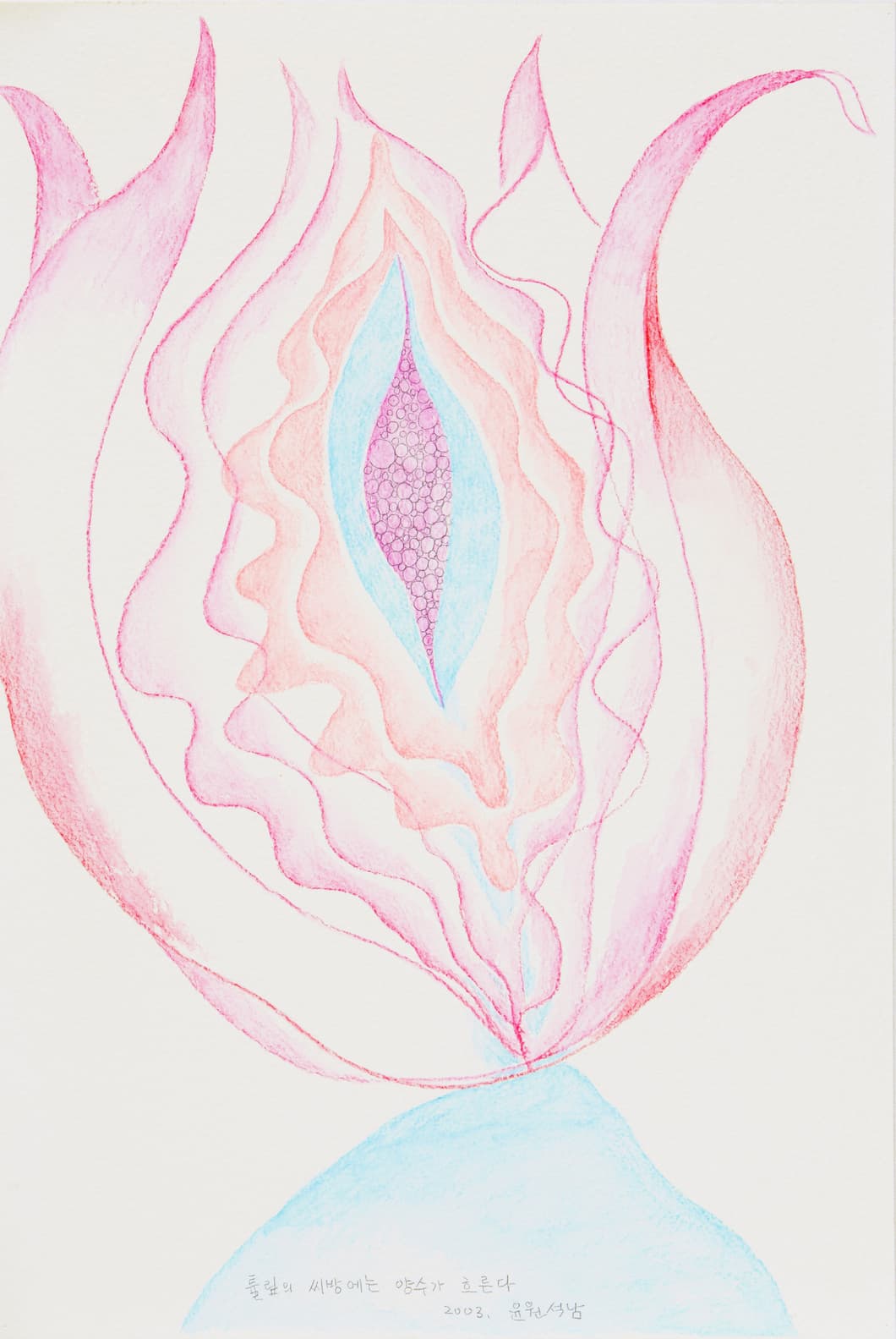 Yoon Suknam 윤석남, 튤립의 씨방에는 양수가 흐른다, 2003, 종이에 색연필, 45x30cm