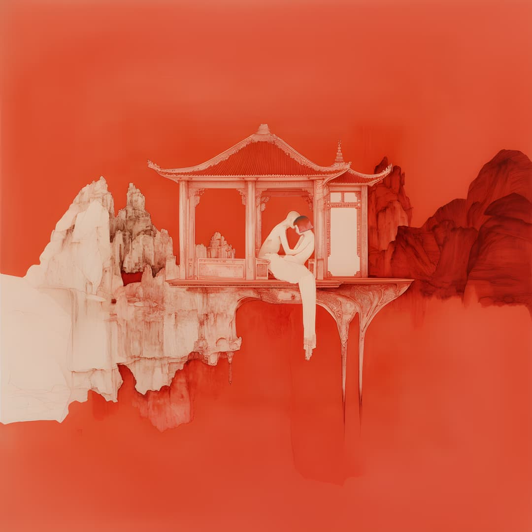 Every Shade of Crimson Tells The Stories We Once Knew II, 2025, Multimedia UV Hanji Print, 75 x 75 cm