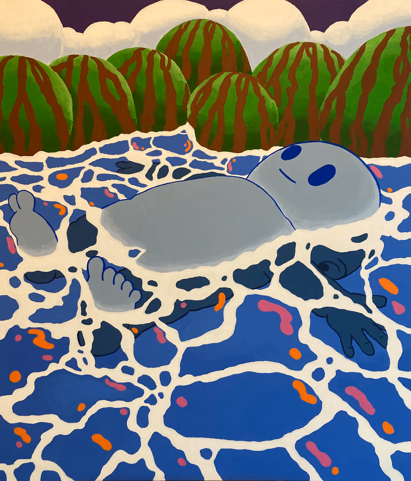 HAchi, 힐링이 필요해, acrylic on canvas, 60.6 x 72.7cm. 100 만원