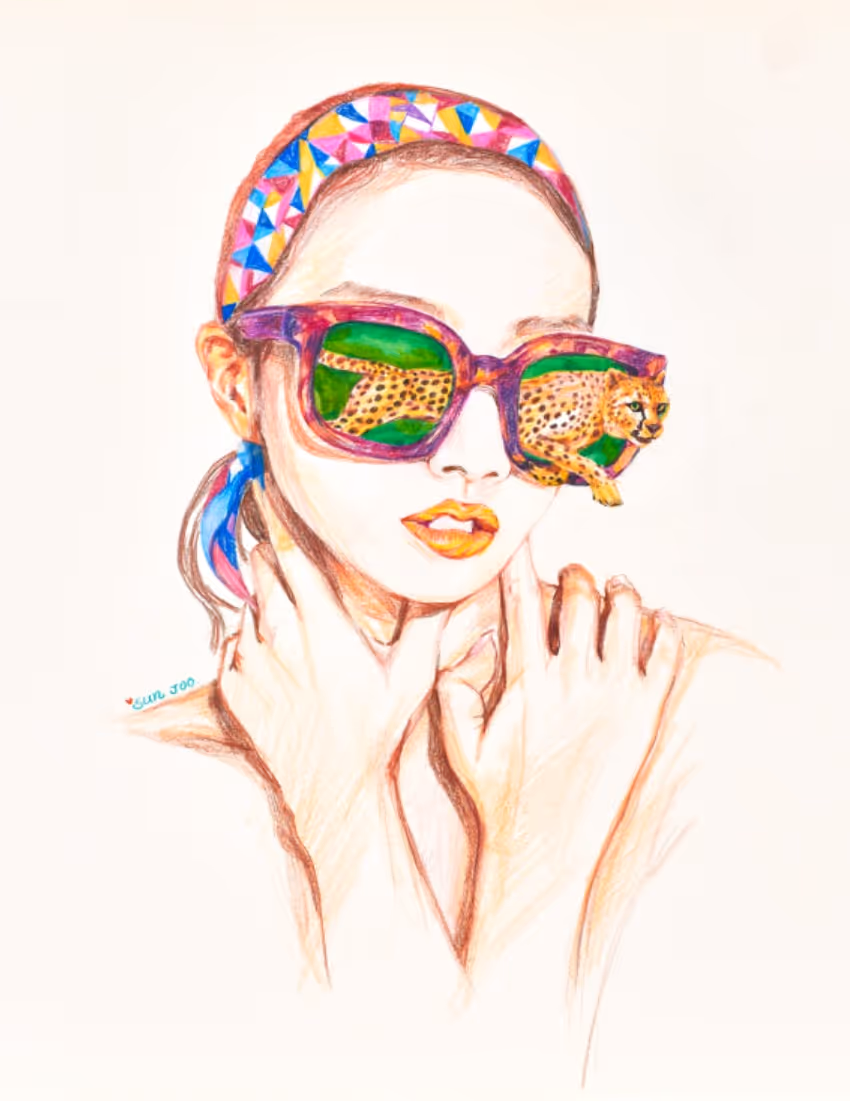 김선주, Cheetah 3, print on a mirror, 지름 42 cm. 50 만원